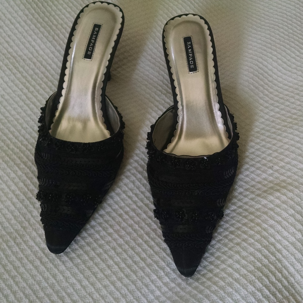 Black sequin mules